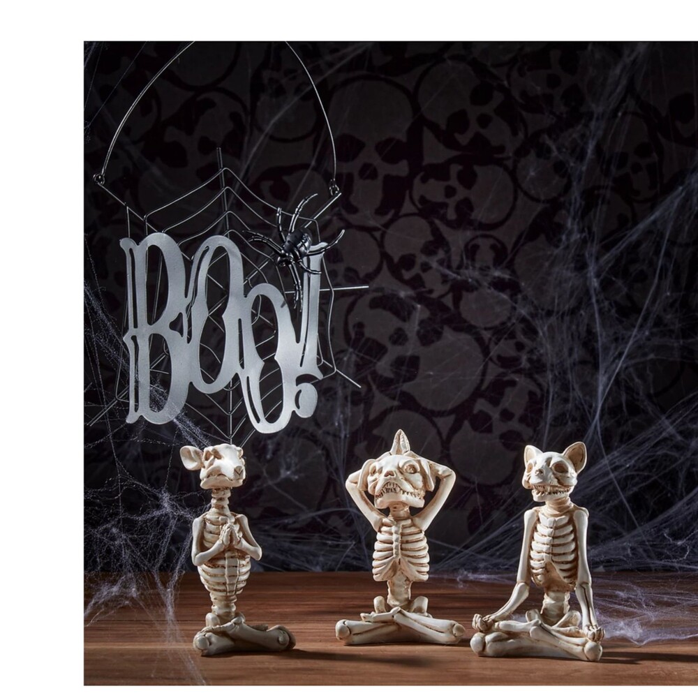 Holiday Lane Halloween Set of Three Yoga Skeletons,